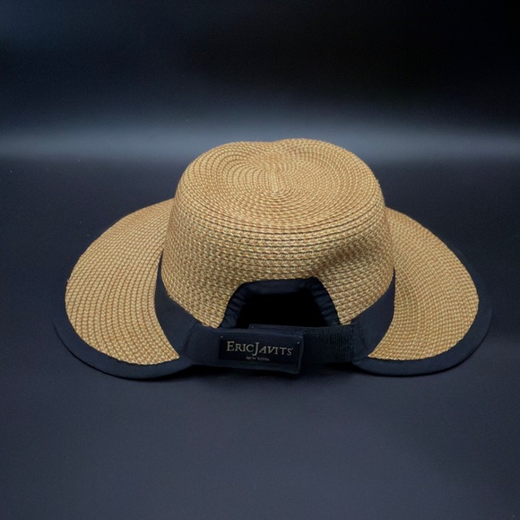 Eric Javits Sun Crest Packable Hybrid Fedora Hat | Natural/Black Trim | One Size - Picture 2 of 3